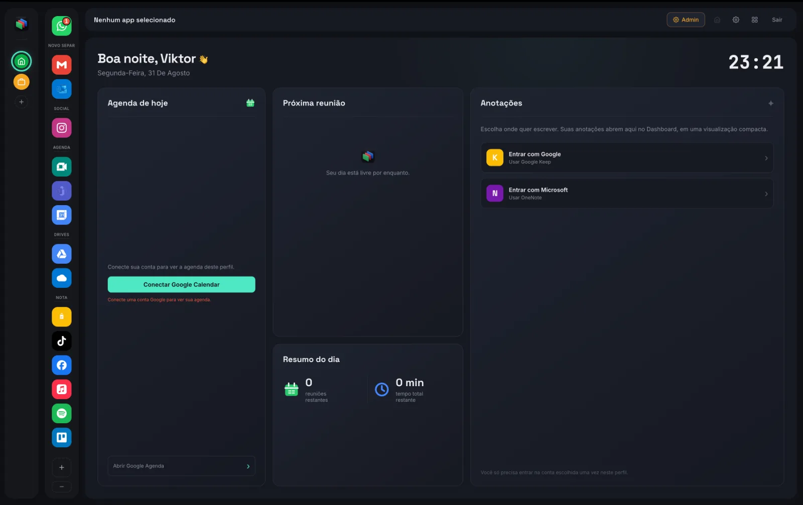 Dashboard do Chatss